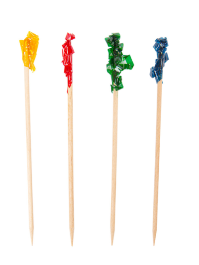 Piques en bois de couleurs assortis 6,5 cm
