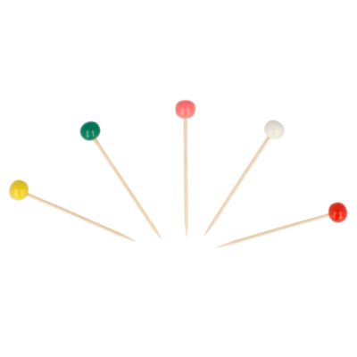 Piques en bambou boules couleurs assortis