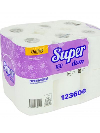 Papier toilette gauffré Ecolabel blanc 180f par 96 rouleaux