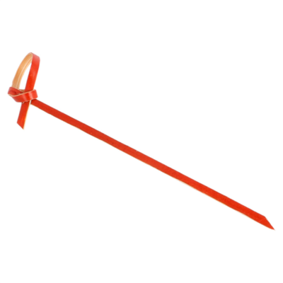 Piques ruban rouge 9 cm naturel bambou