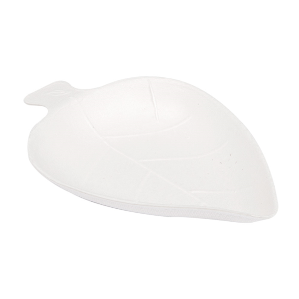 Verrine feuille bionic en pulp blanc 9x6x1,2 cm