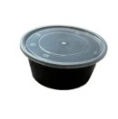 Pot rond injecté NOIR PP 12 oz +couvercle par 450