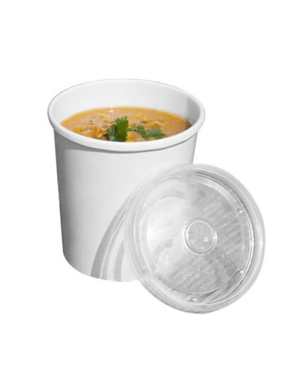 Pot a soupe carton BLANC 16oz + couvercle carton blanc