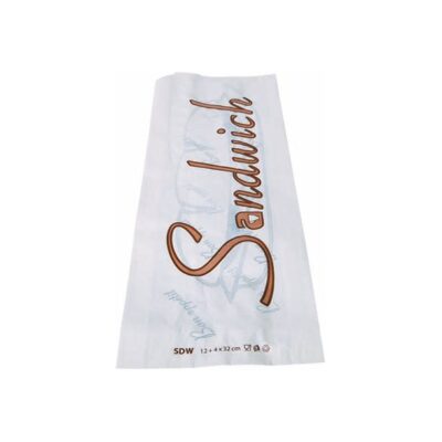 Sachet sandwich kraft blanc imprimé 12 x 4 x 32 cm