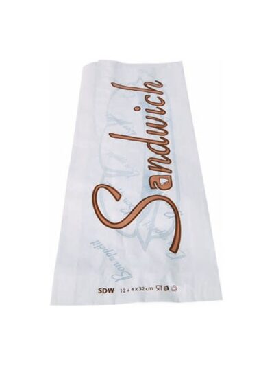 Sachet sandwich kraft BLANC IMPRIMÉ 12x4x32cm