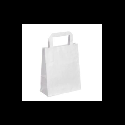 Sac kraft blanc à poignées plates — vente à emporter chic