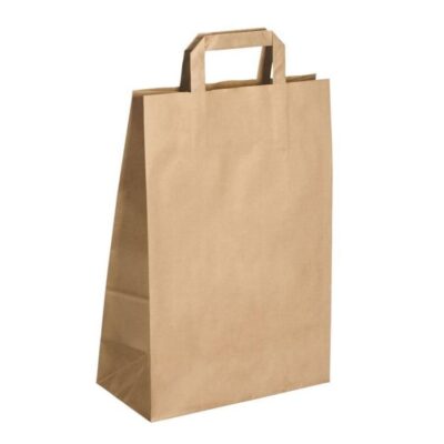 Sac kraft brun à poignées plates — vente à emporter premium