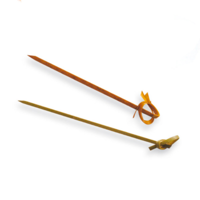 Brochette bambou ruban nœud 6 cm — pique cocktail décorative