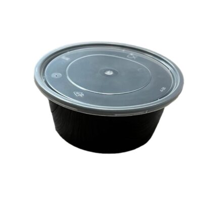 Pot rond injecté noir PP — 300 ou 450 ml