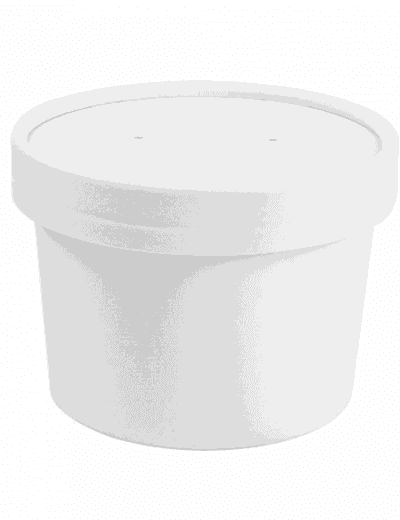 Pot a soupe carton BLANC 8oz + couvercle PP