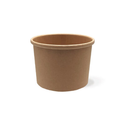 Pot soupe carton kraft brun + couvercle PP transparent