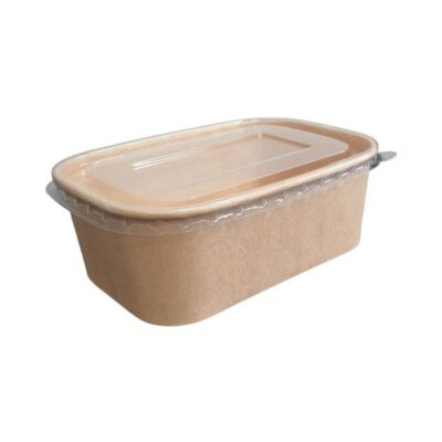 Barquette rectangle kraft brun + couvercle PP — 100 à 750 ml