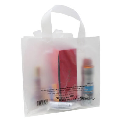 Sac plastique anse souple effet calque 26x20x26