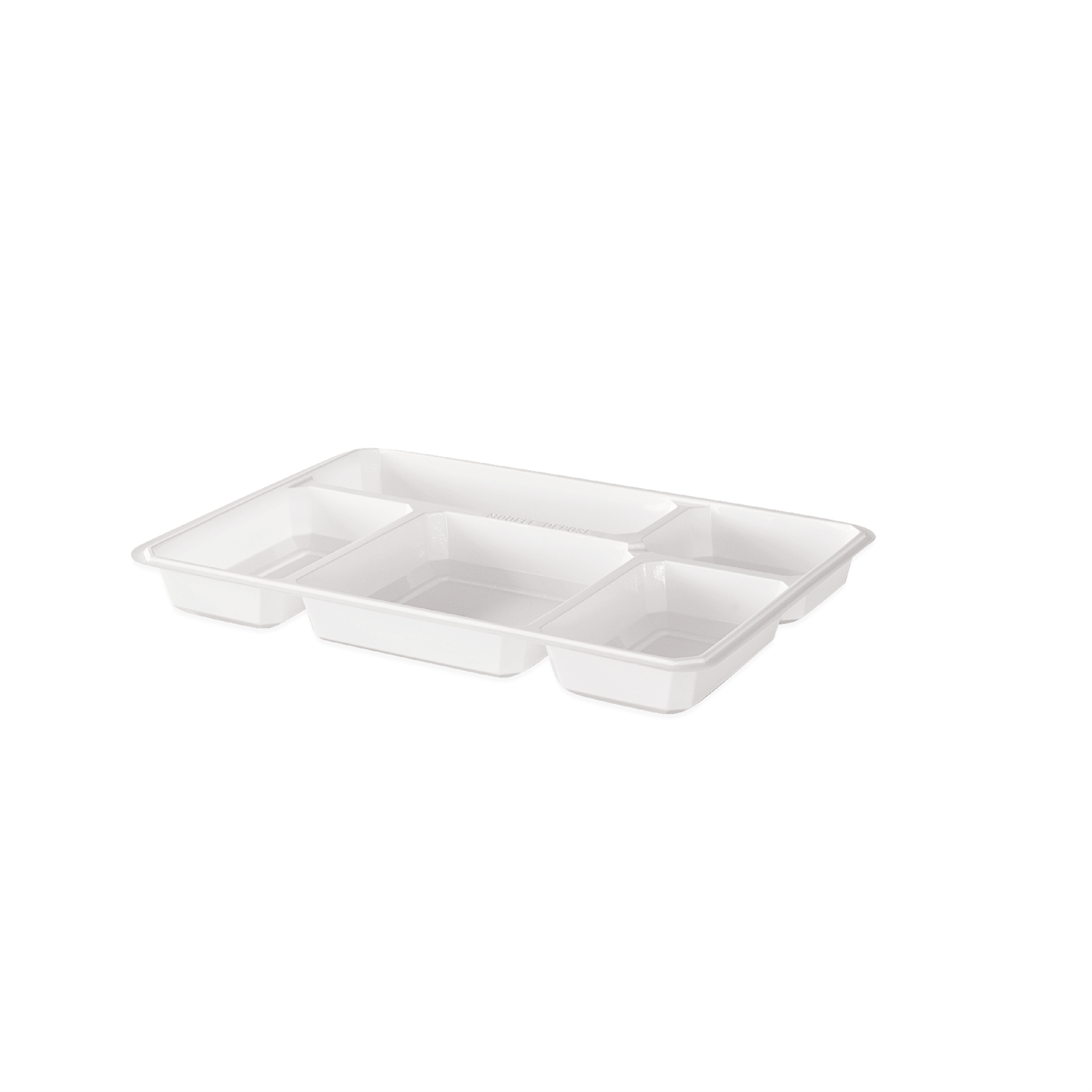 Plateau plastique blanc 5 compartiments — plateau-repas
